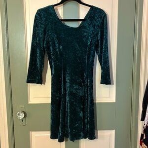 emerald green crushed velvet corsetback dress